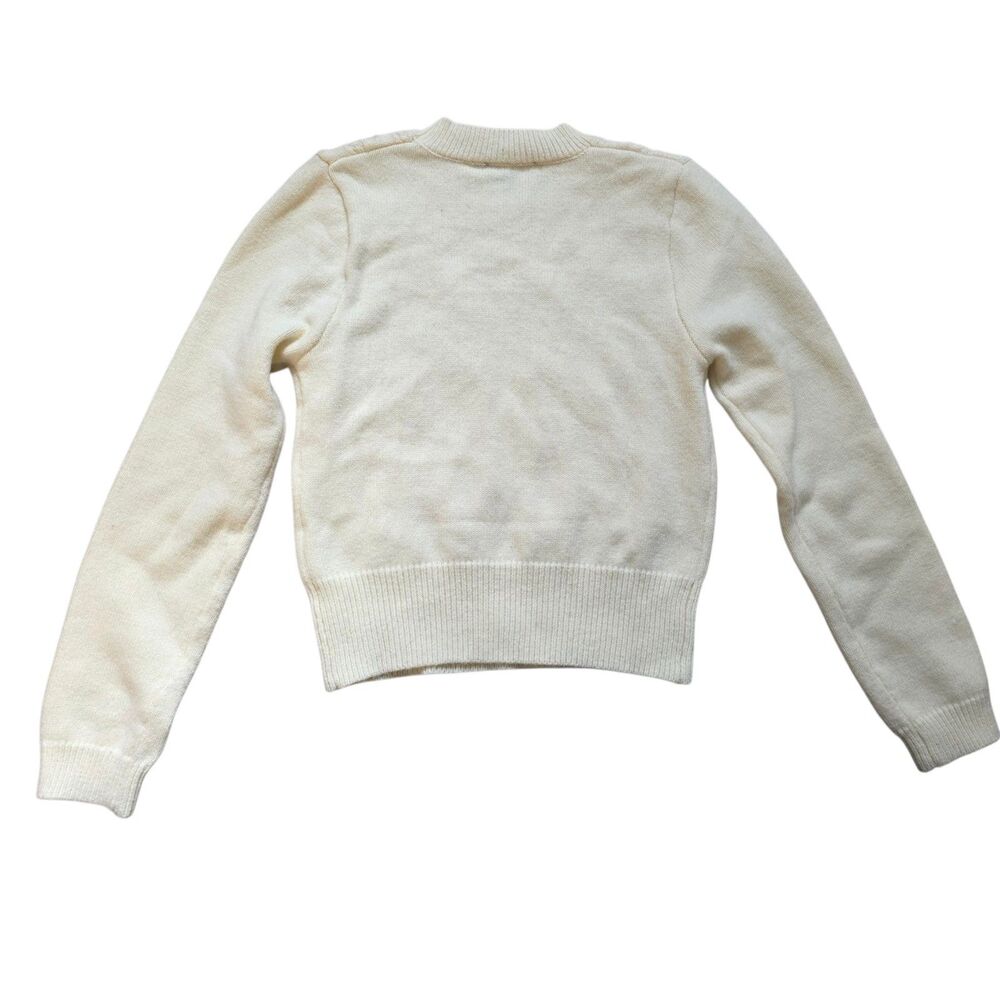 Lulus Bow Sweater Darling Sophistication White Cable Knit Crew Neck Women Medium - Picture 10 of 12